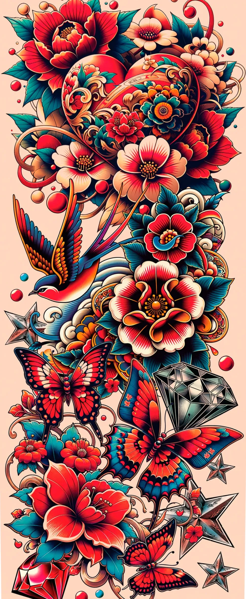 Tatoeage mouw Colorfull