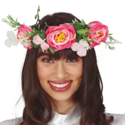 Tiara bloemen roze