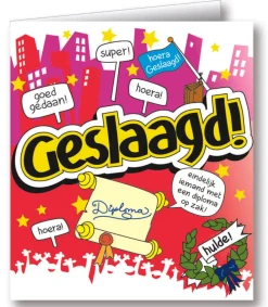 Wenskaarten cartoon Hoera Geslaagd