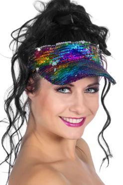 Zonneklep Rainbow pailletten