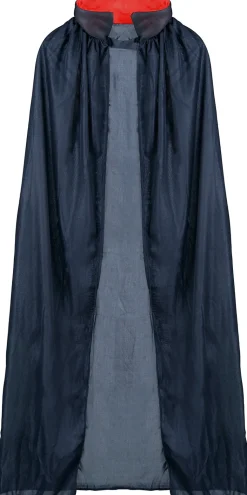 Zwarte Dracula cape met rode kraag 140cm
